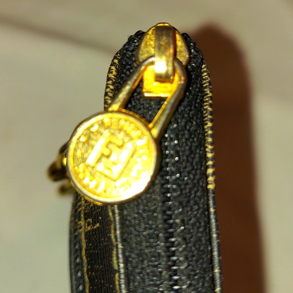 FENDI Vintage Pequin 3 Compartment zip pouch coated canvas leather lined.  Vgvc - Picture 4 of 12